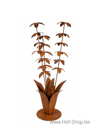 Bloemen op stok - metalen figuur in ecoroest (MD14256)