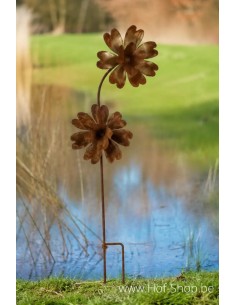 Piquet de Jardin avec 2 Fleurs - figurine en métal Ecorouille (MD14246)