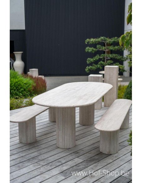TOONZAALMODEL Travertin tafel en banken set - tafel  Solace Living
