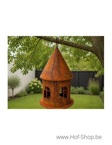 Vogelvoederhuisje hangmodel - metalen figuur in ecoroest (MD70138)