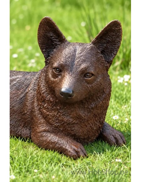 Corgi couché - statue en bronze (BS1102)