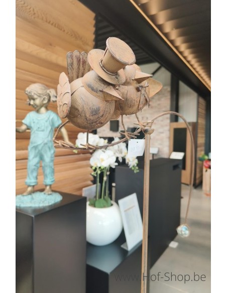 Balans tuinsteker 2 vogels  in ecoroest - metalen figuur (MD14521)