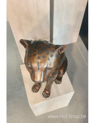 Zittende Cheetah - bronzen beeld (B1138)