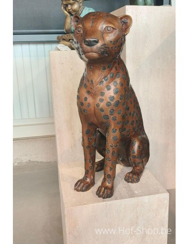 Zittende Cheetah - bronzen beeld (B1138)