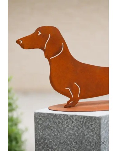 Teckel - metalen figuur in ecoroest (MD14153)