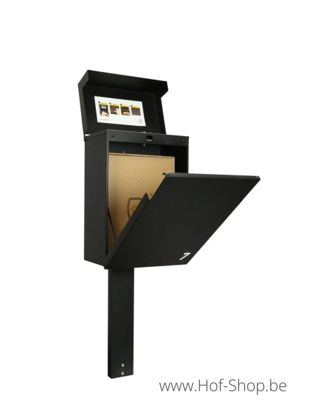 Topak op staander in RAL 9005 - ONZO pakketbus aluminium