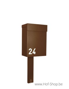 Topak sur un support en Aspect acier Corten - ONZO boîte à colis aluminium