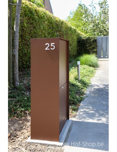 Dropbox Medium Aspect acier Corten Front Door - ONZO boîte à colis aluminium