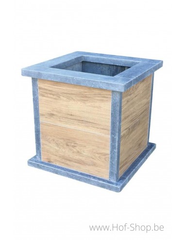 Square Classic Woodlook 40 x 40 x 42 cm - Plantenbak in arduin