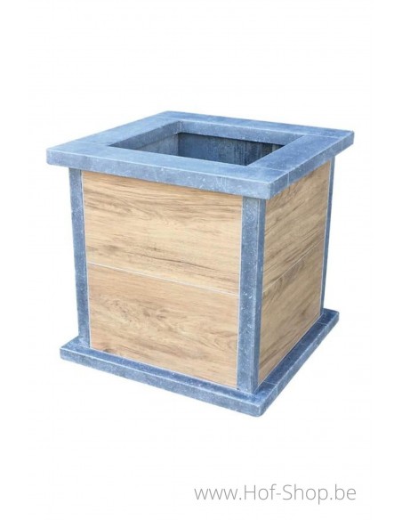 Square Classic Woodlook 40 x 40 x 42 cm - Plantenbak in arduin