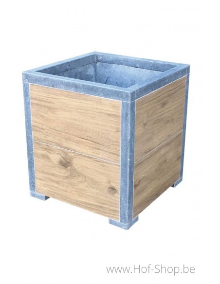 Square Modern Woodlook 40 x 40 x 42 cm - Jardinière en pierre bleue