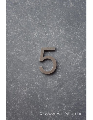 Nummer 5 - inox 5 cm hoog (Ari)