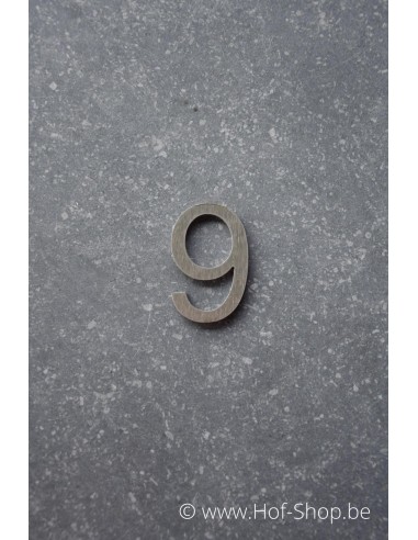 Nummer 9 - inox 5 cm hoog (Ari)