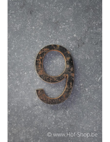 Numéro 9 - acier Corten de 10 cm de haut (Ari)