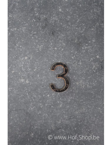 Numéro 3 - acier Corten de 5 cm de haut (Ari)