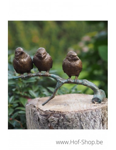 Moineaux sur branche - statue en bronze (BS0399B)