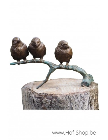 Moineaux sur branche - statue en bronze (BS0399B)