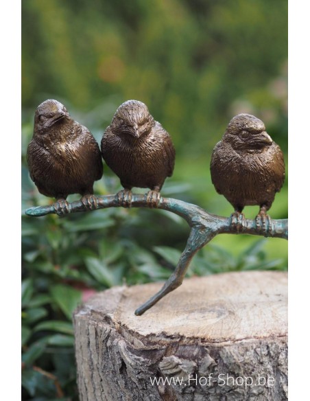 Moineaux sur branche - statue en bronze (BS0399B)