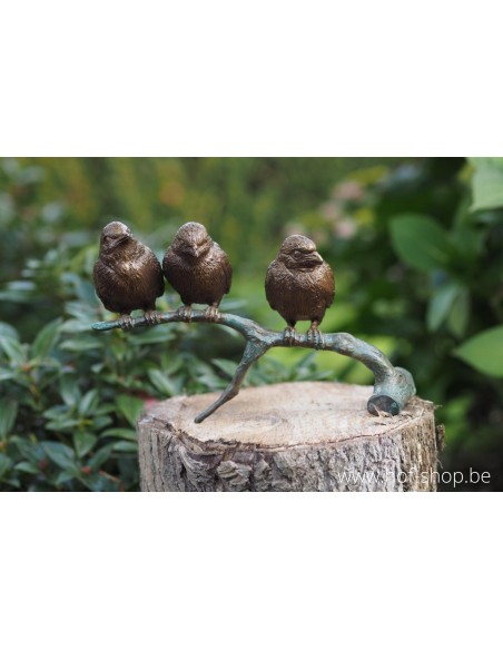 Moineaux sur branche - statue en bronze (BS0399B)