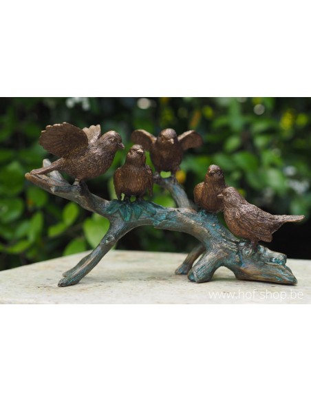 5 oiseaux sur branche - statue en bronze (BS0783B)