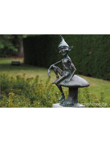 Pixie sur champignon - statue en bronze (AN1337BR-V)