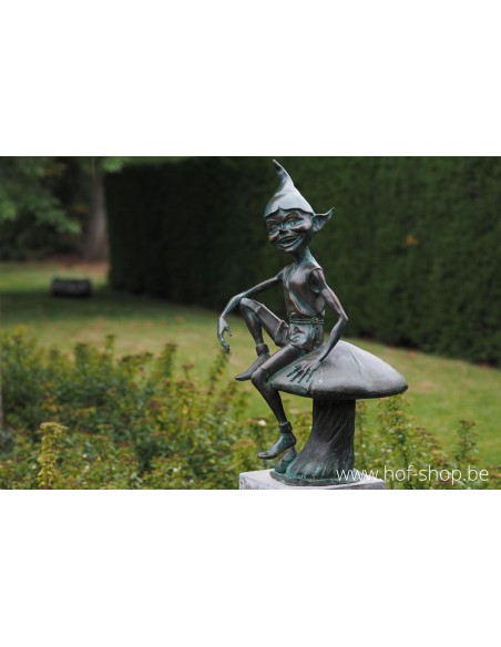 Pixie sur champignon - statue en bronze (AN1337BR-V)