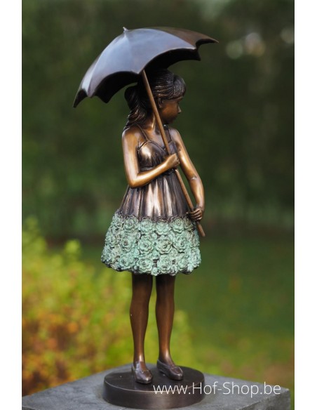 Jeune fille au parapluie - statue en bronze (BS1279B)
