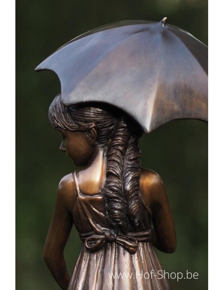 Meisje met paraplu - bronzen beeld