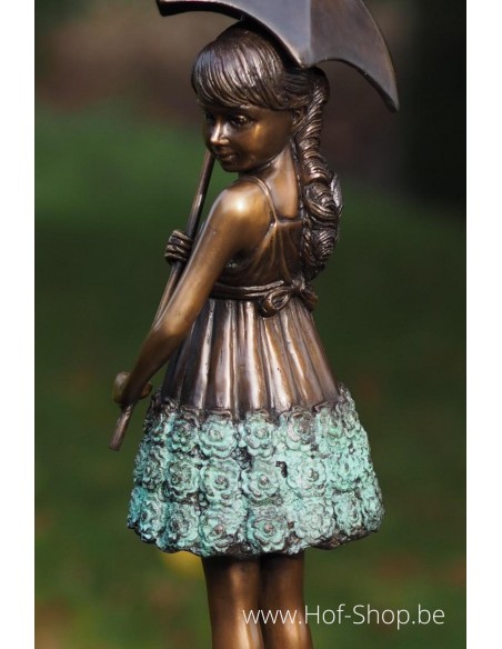 Meisje met paraplu - bronzen beeld
