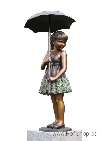 Meisje met paraplu (groot) - bronzen beeld