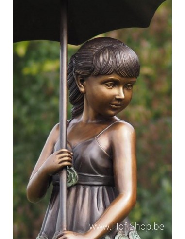 Meisje met paraplu (groot) - bronzen beeld