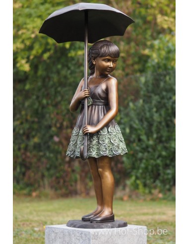Meisje met paraplu (groot) - bronzen beeld