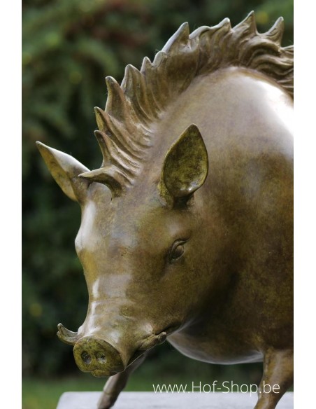 Everzwijn groene hot patina - bronzen beeld