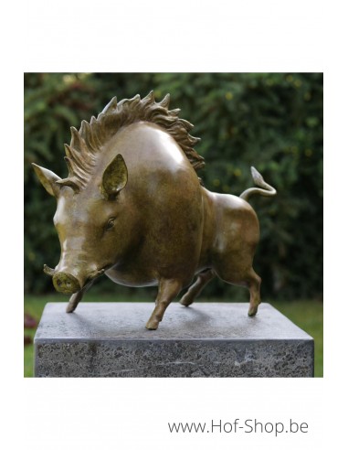 Sanglier vert patine à chaud - statue en bronze (B91150) DERNIÈRE PIECE