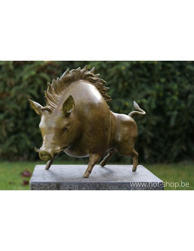 Sanglier vert patine à chaud - statue en bronze (B91150) DERNIÈRE PIECE