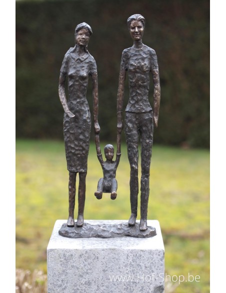 Moderne familie - bronzen beeld
