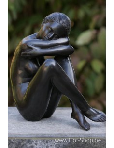 Wendy nue assise - Sculpture en bronze (AN0504BR-B)
