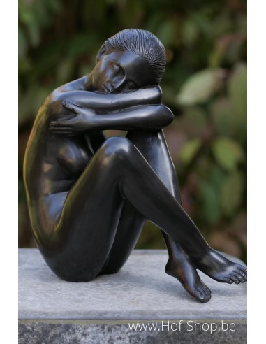 Zittend naakt - bronzen beeld