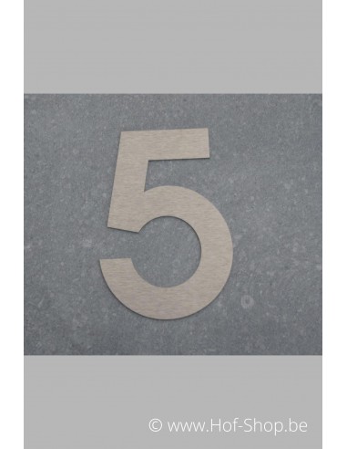 Nummer 5 - inox 8 cm hoog