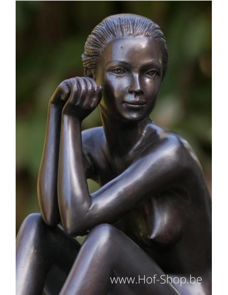 Zittend naakt Ann - bronzen beeld (AN0511BR-B)