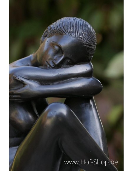 Zittend naakt Wendy - bronzen beeld (AN0504BR-B)