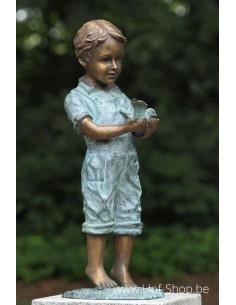 Jongen met vogel - bronzen beeld (AN1053BRW-V)