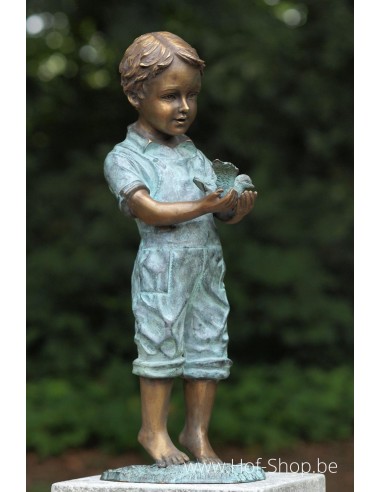 Garçon avec oiseau - statue en bronze (AN1053BRW-V)