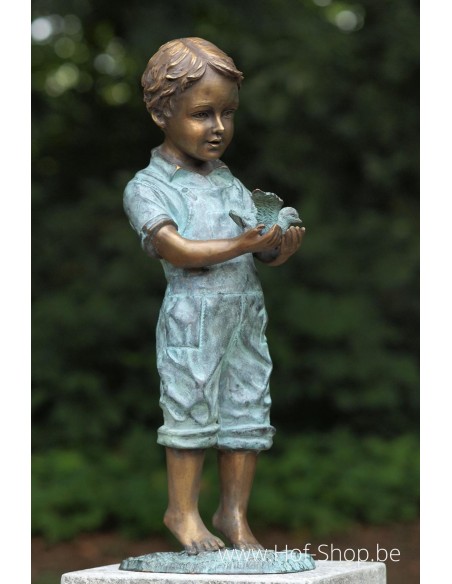 Garçon avec oiseau - statue en bronze (AN1053BRW-V)