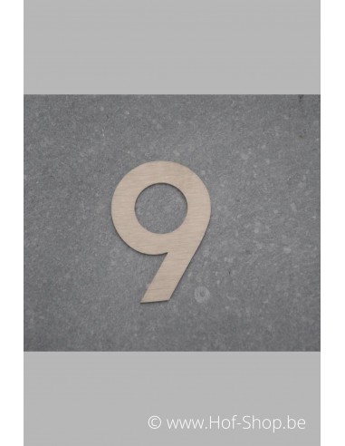 Nummer 9 - inox 5 cm hoog