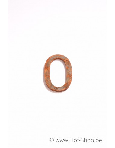 Nummer 0 - cortenstaal 5 cm hoog (Ari)