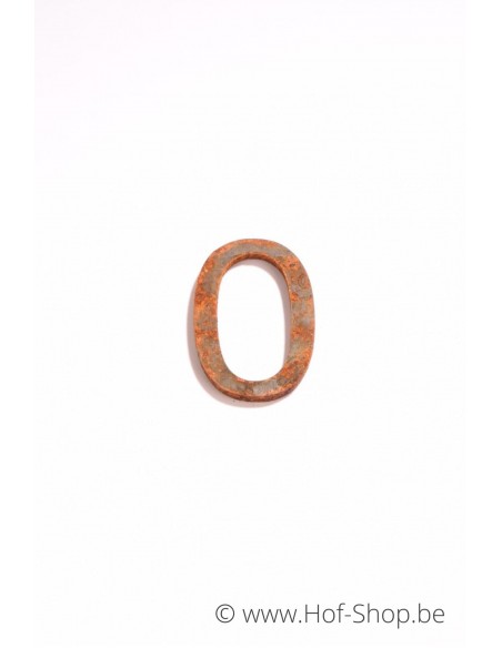 Numéro 0 - acier Corten de 5 cm de haut (Ari)