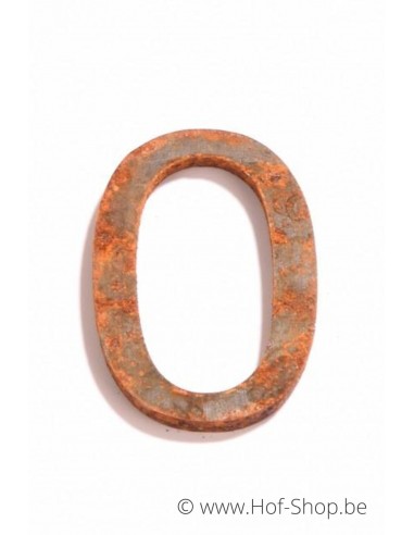 Nummer 0 - cortenstaal 5 cm hoog (Ari)