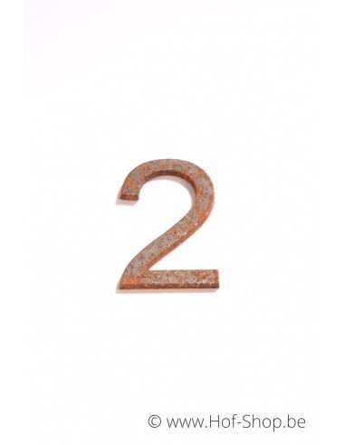 Nummer 2 - cortenstaal 5 cm hoog (Ari)