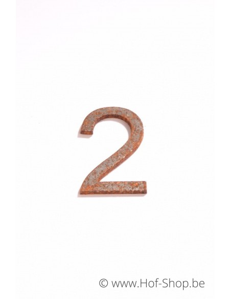 Nummer 2 - cortenstaal 5 cm hoog (Ari)
